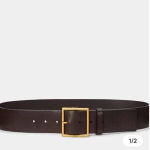 New Polo By Ralph Lauren Wide Brown Leather Belt Solid Brass Buckle XXS
